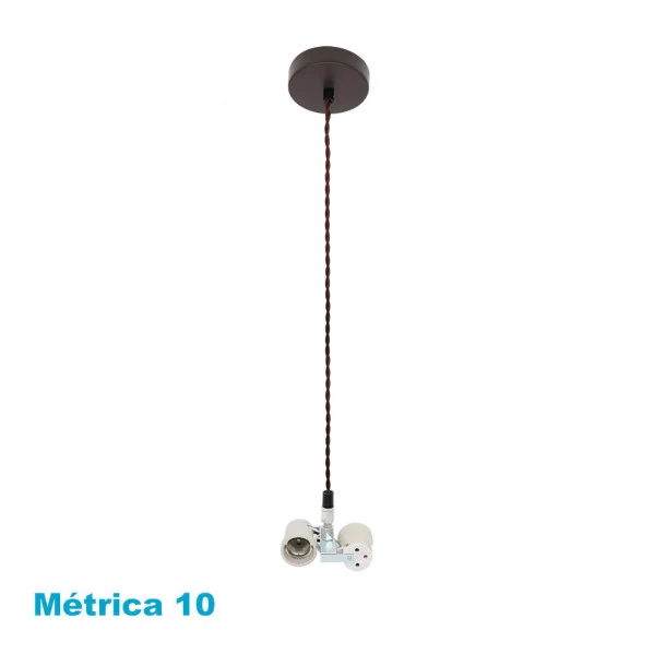 Suspension Fabrilamp Cara en métal marron E27