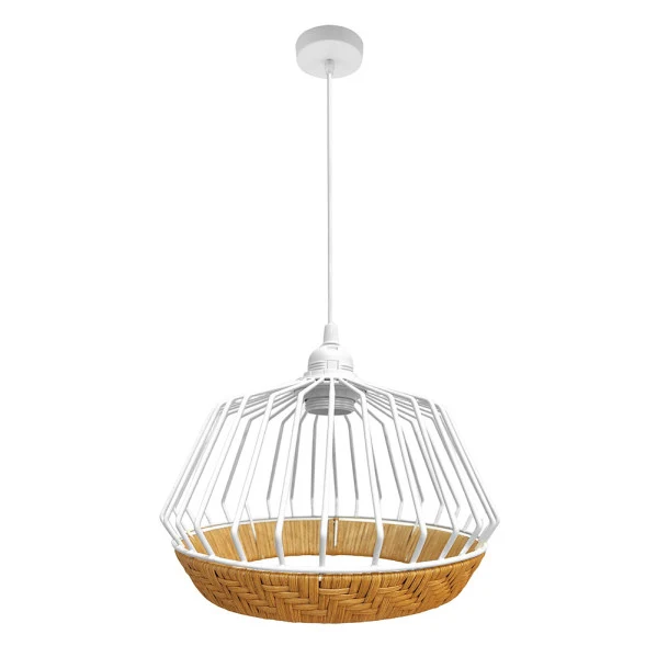 Suspension Fabrilamp Hugo en métal blanc E27