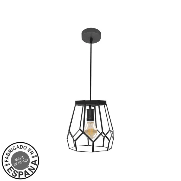 Suspension Fabrilamp Lente en métal noir E27
