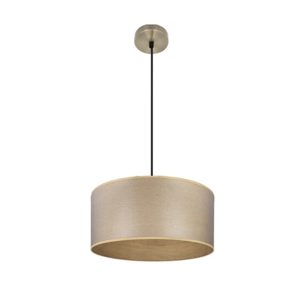 Suspension Fabrilamp Tania en bois clair et métal, culot E27