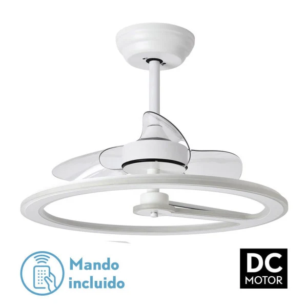 Ventilateur de plafond Fabrilamp Chom en métal blanc