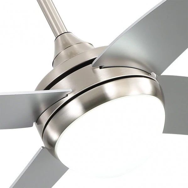 Ventilateur de plafond Fabrilamp Klod en métal nickelé E27