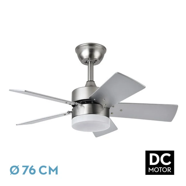 Ventilateur de plafond Fabrilamp Marta en métal nickelé
