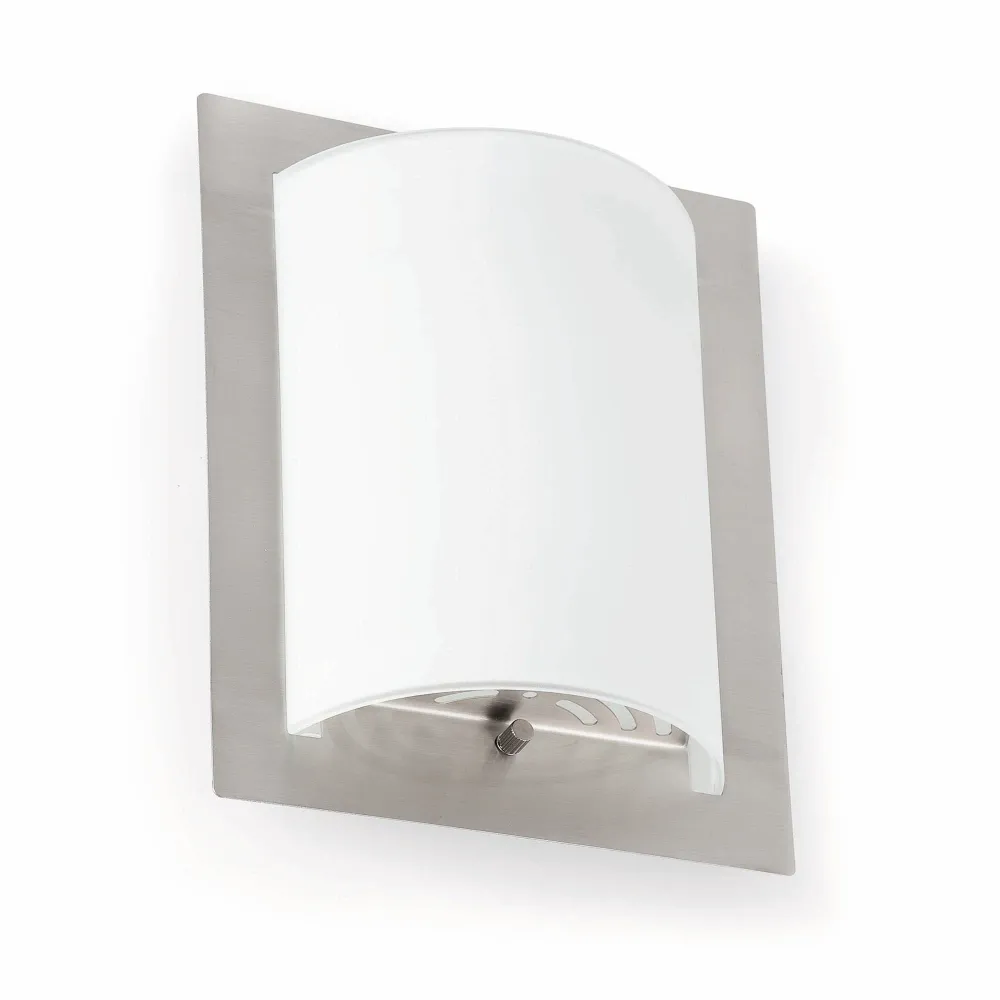 Applique murale d'appoint FARO Barcelona Diula, acier nickel satiné, douille E27, hauteur 25,5 cm
