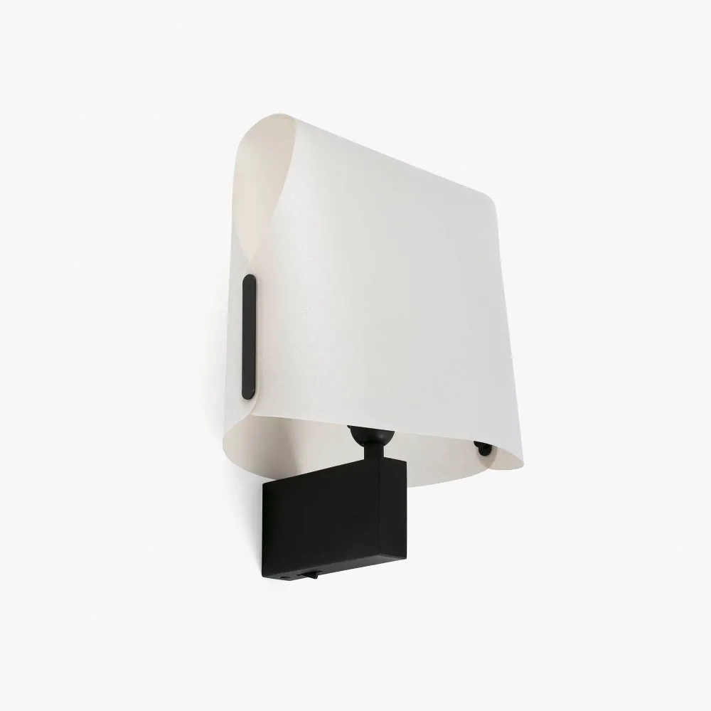 Applique murale décorative FARO Barcelona Luang en acier noir E27 H 33,0 cm Beige