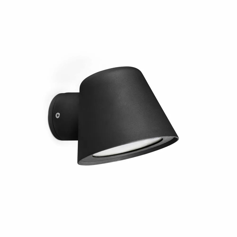 Applique murale extérieure FARO Barcelona Gina, aluminium noir mat, douille GU10, hauteur 9 cm