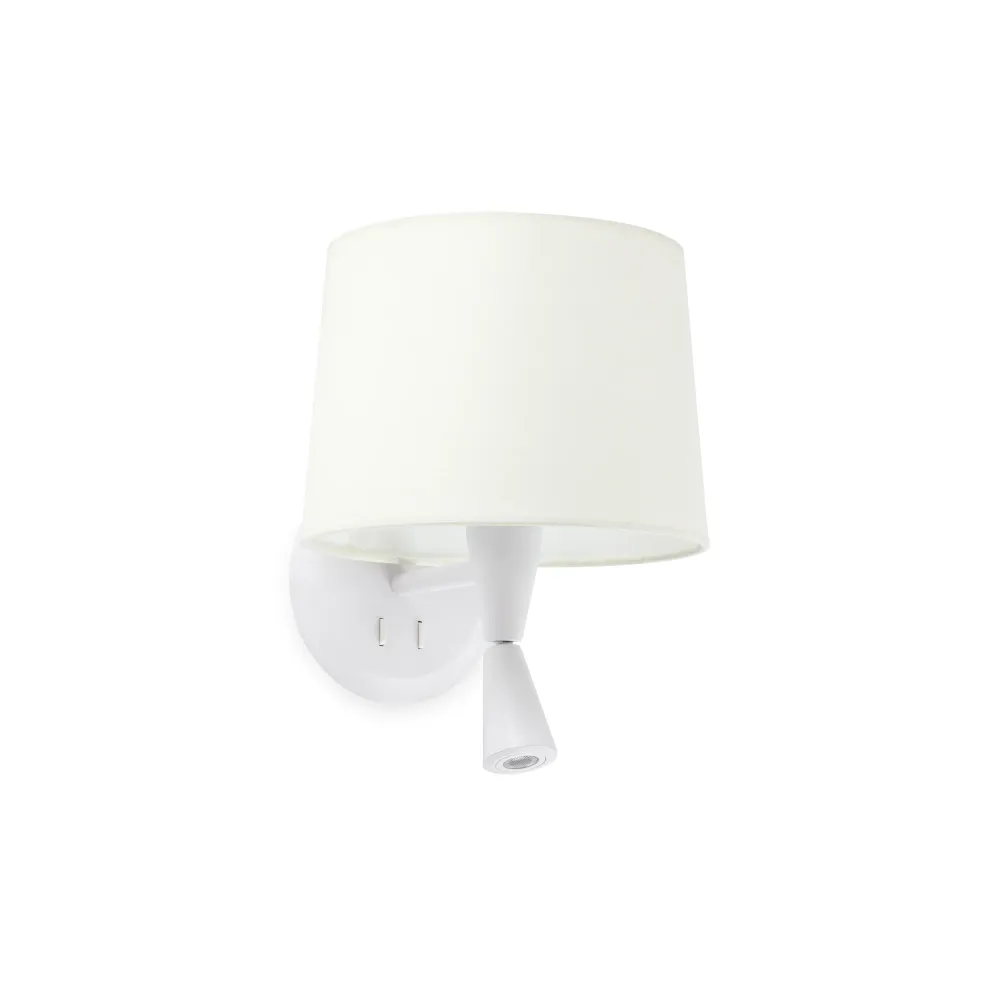 Applique murale FARO Barcelona Conga, acier blanc mat, douille E27, hauteur 28 cm White