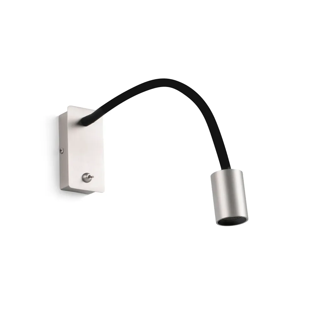 Applique murale FARO Barcelona Leser en aluminium nickel mat, LED, hauteur 46 cm.