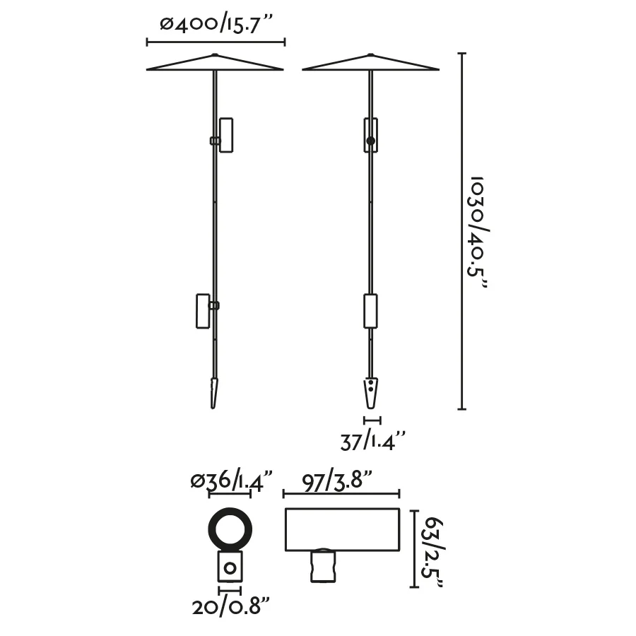 Lampadaire FARO Barcelona Clap en aluminium noir LED H 13,8 cm
