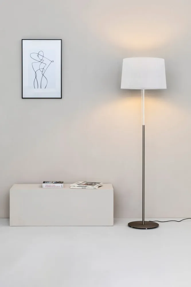 Lampadaire FARO Barcelona Volta, acier blanc mat, douille E27, hauteur 151 cm White