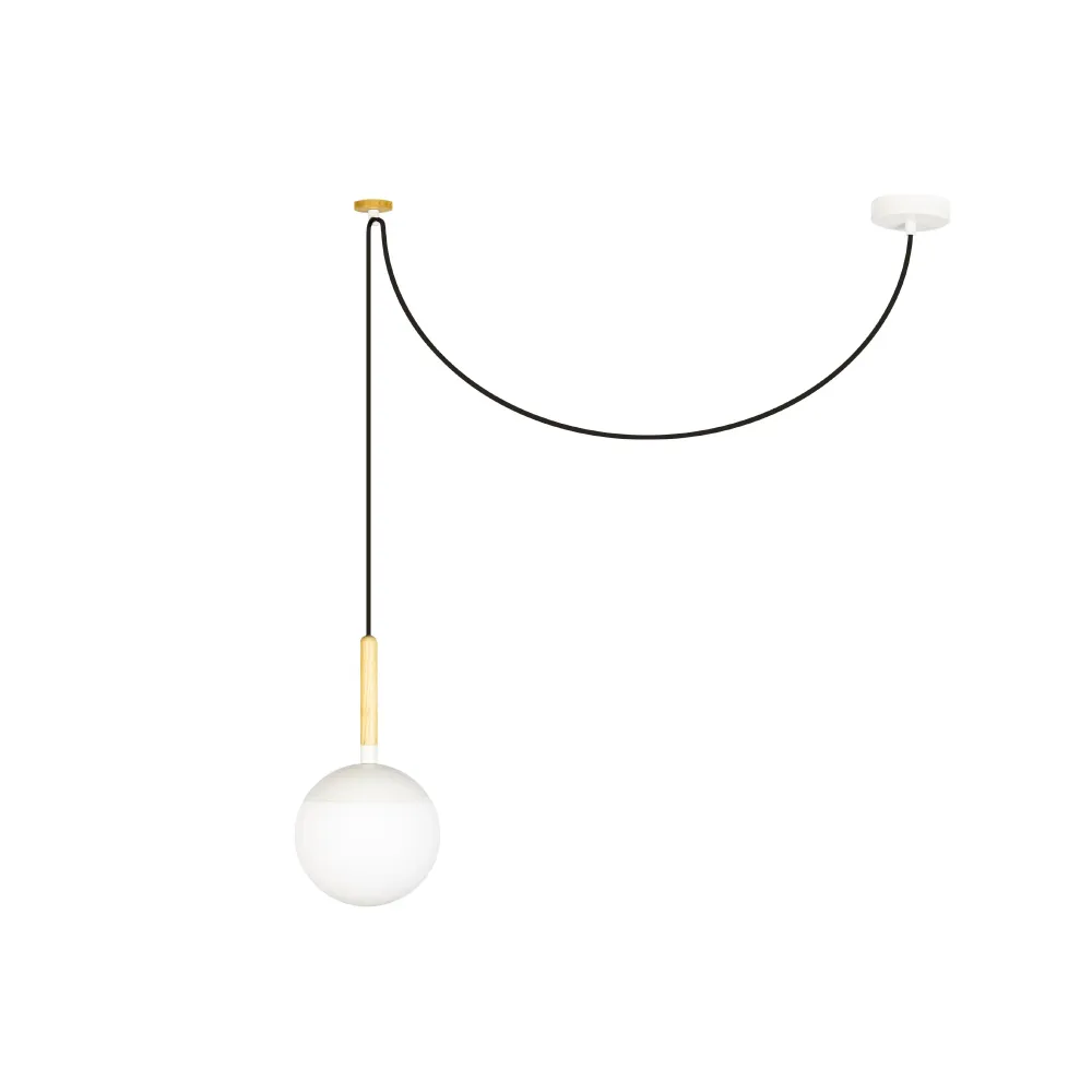 Suspension FARO Barcelona Mine Glass, aluminium blanc mat, douille E27, hauteur 335 cm Matt