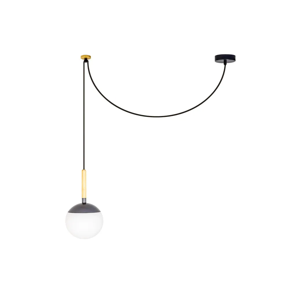 Suspension FARO Barcelona Mine Glass, aluminium blanc mat, douille E27, hauteur 335 cm Matt