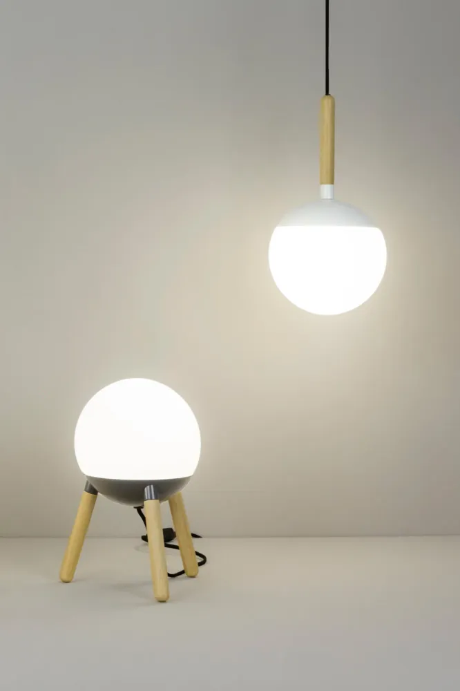 Suspension FARO Barcelona Mine Glass, aluminium blanc mat, douille E27, hauteur 335 cm Matt