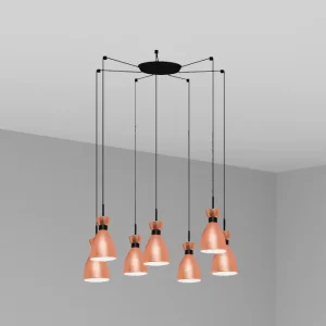 Suspension FARO Barcelona Retro en acier cuivré mat, douille E14, hauteur 174 cm Copper