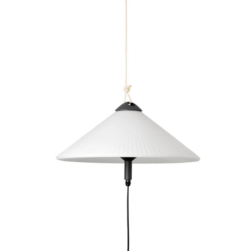 Suspension FARO Barcelona Saigon Out, aluminium gris foncé, douille E27, hauteur 54 cm