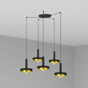 Suspension FARO Barcelona Whizz en acier, douille E27, hauteur 176 cm Black