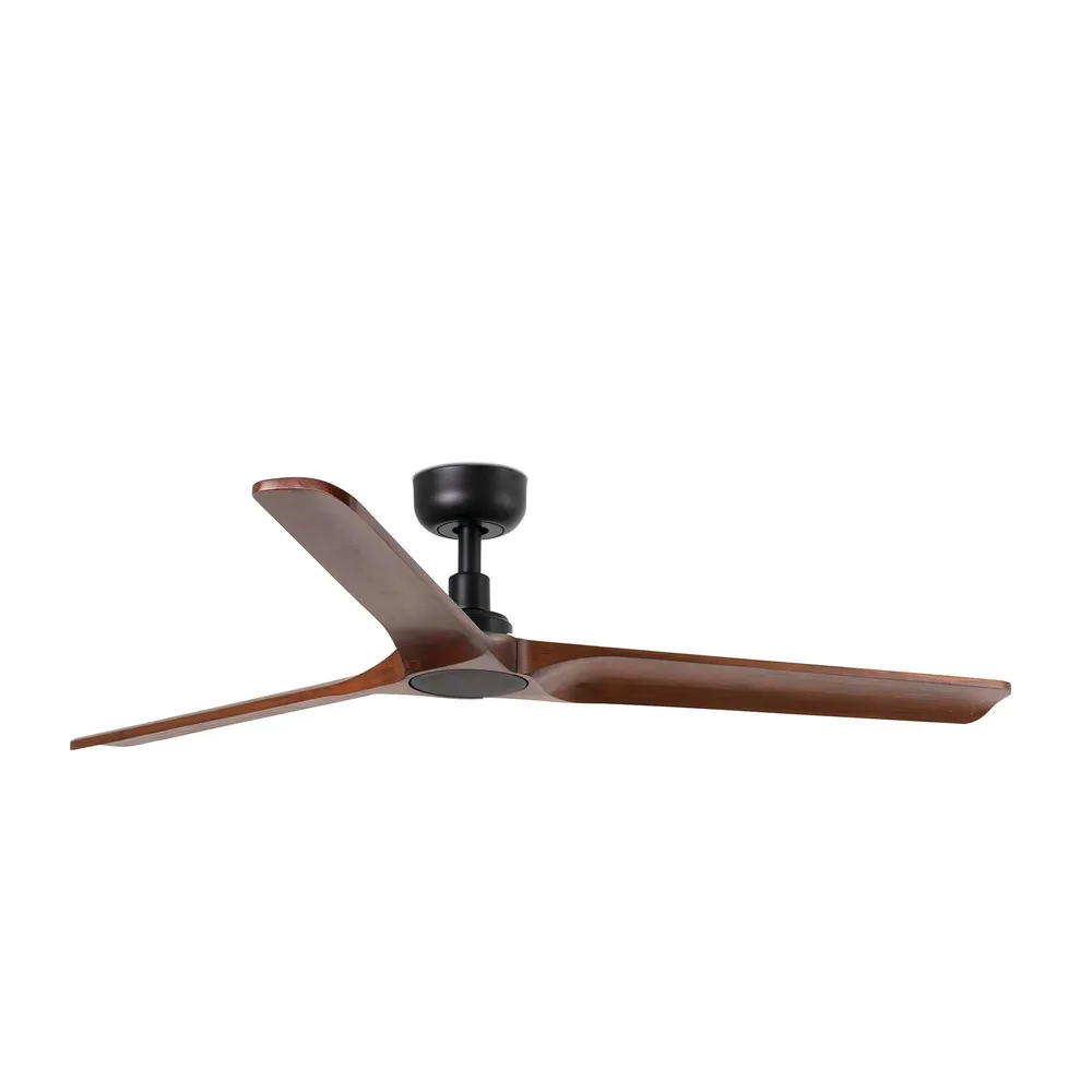 Ventilateur de plafond FARO Barcelona Heywood L en acier noir mat, hauteur 24,3 cm