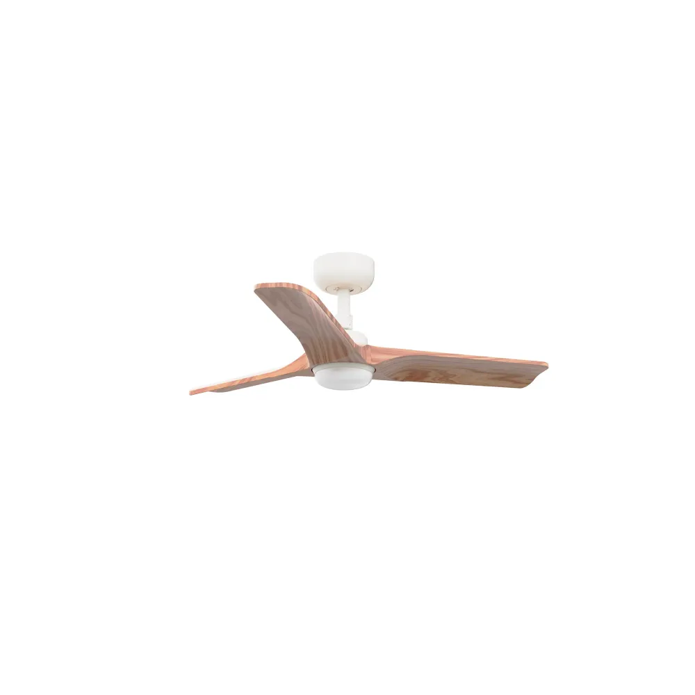Ventilateur de plafond FARO Barcelona Heywood S, acier blanc mat, LED, hauteur 27 cm