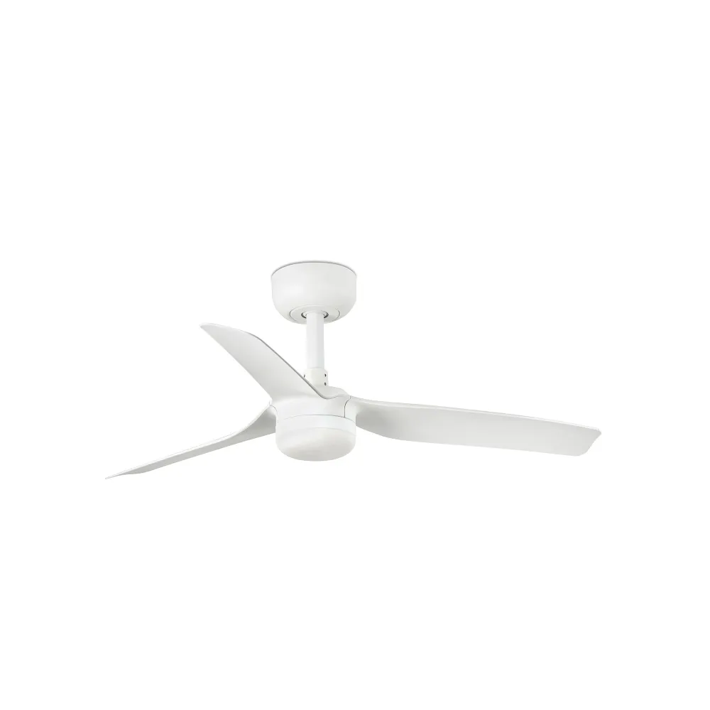 Ventilateur de plafond FARO Barcelona Mini Punt S, acier blanc mat, LED, hauteur 26,3 cm