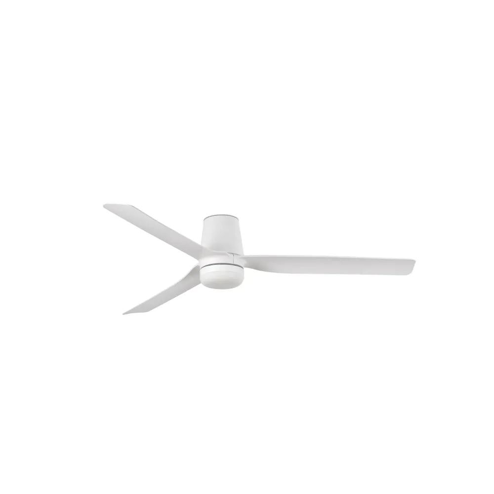 Ventilateur de plafond FARO Barcelona Mini Punt Tub S, acier blanc mat, LED, hauteur 23 cm