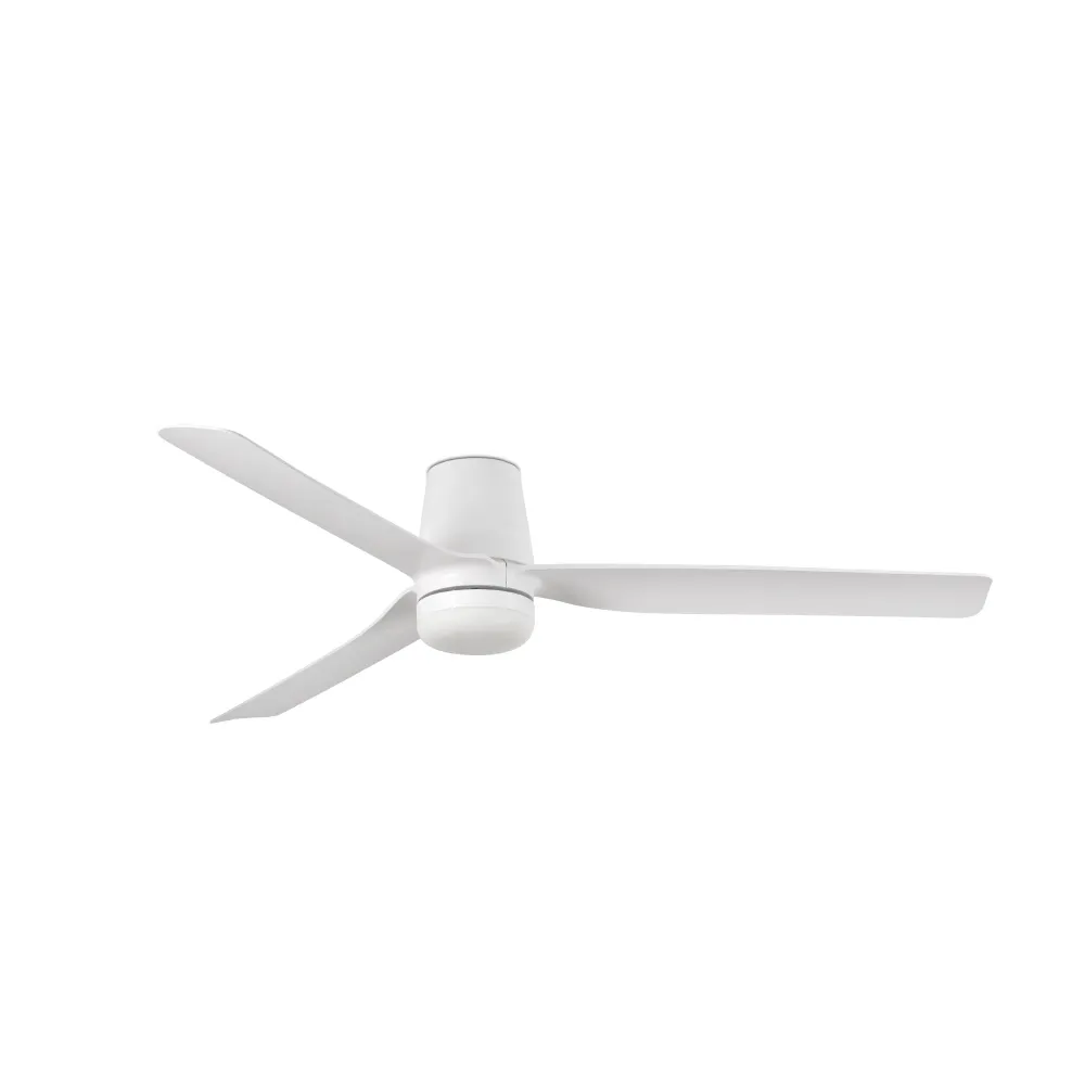 Ventilateur de plafond FARO Barcelona Punt Tub M, acier blanc mat, LED, hauteur 23 cm