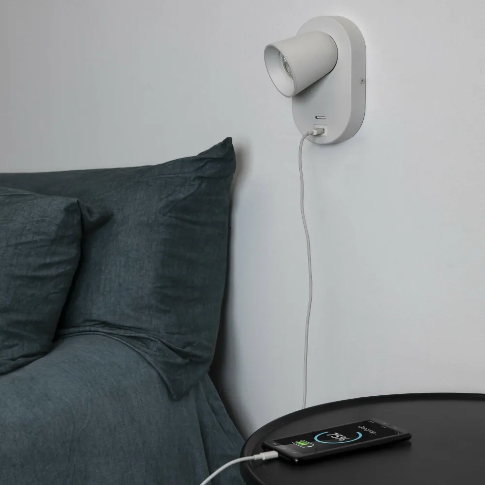 Faro CORB White wall lamp GU10+USB 40135