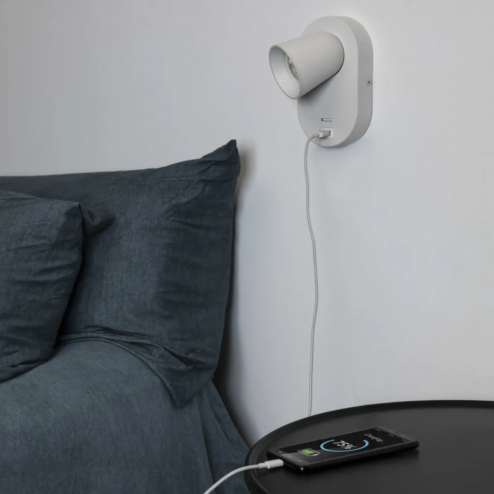Faro CORB White wall lamp GU10+USB 40135