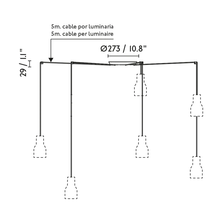 Faro KOMBO 120 5-light Pendant Lamp Grey 68591-5L