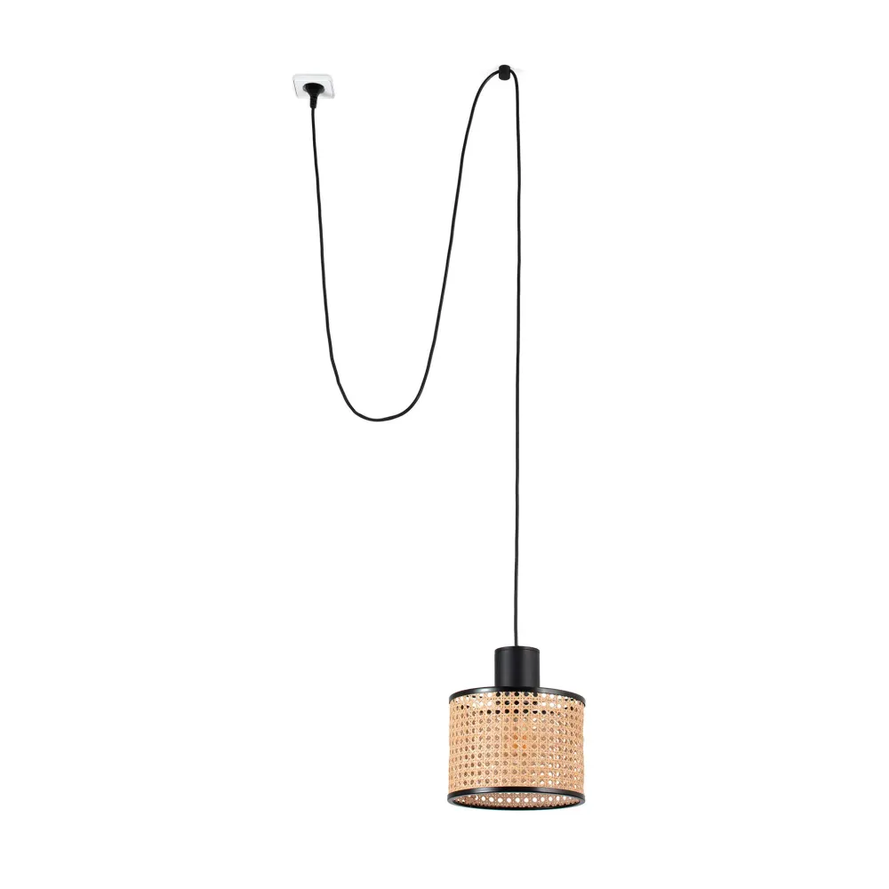 Faro MAMBO 210 Black/rattan pendant lamp plug 68604-47