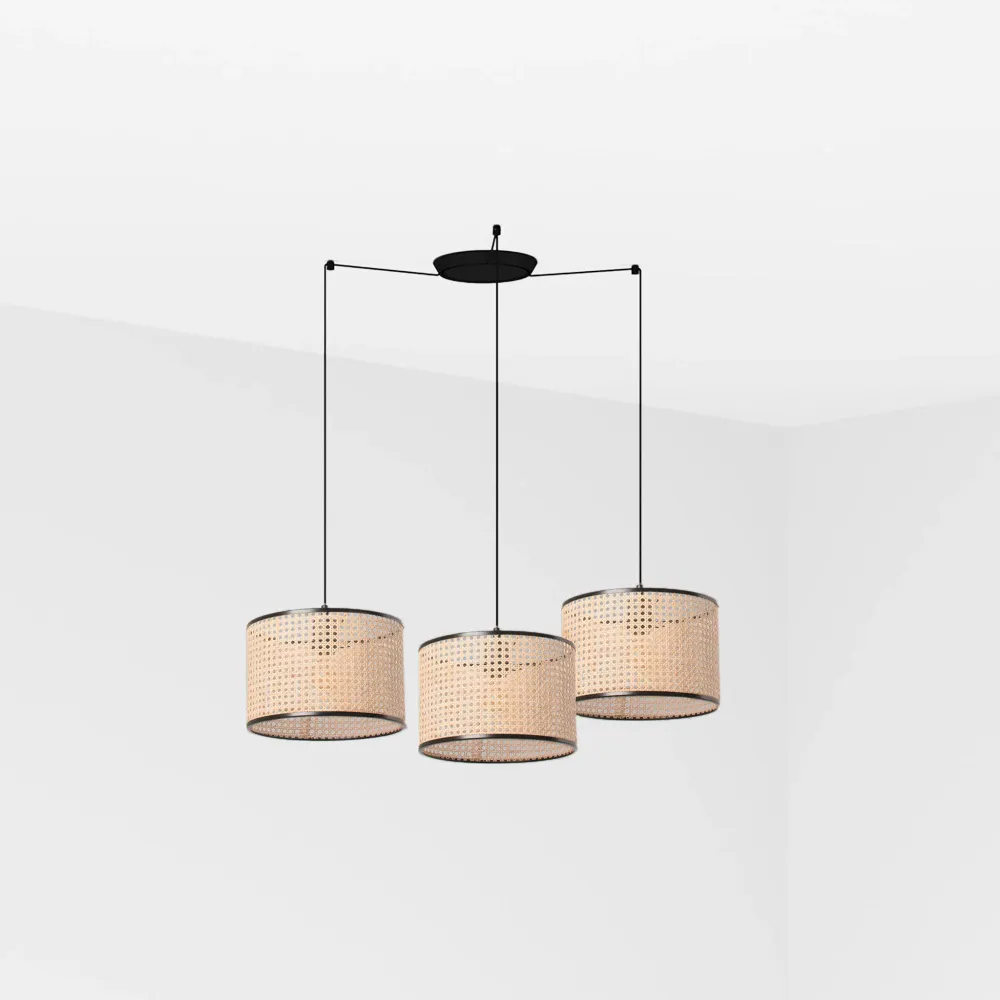 Faro MAMBO 320 3-light black/rattan pendant lamp 64314-48-3L