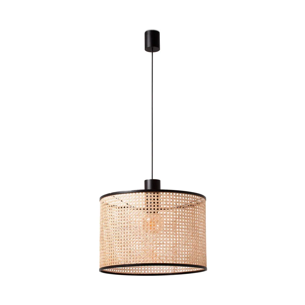 Faro MAMBO 450 Simple black/rattan pendant lamp 64315-49