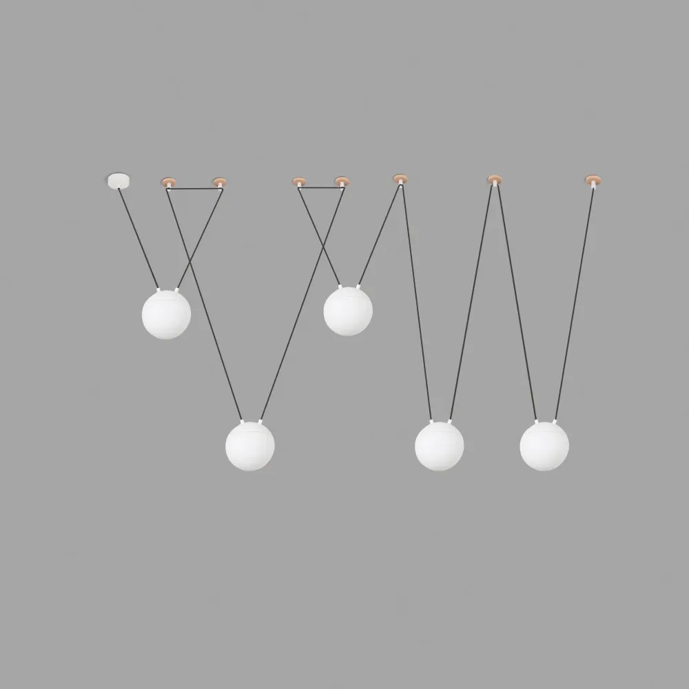 Faro MINE GLASS SPACE 5-Light Pendant Ceiling Light White 28375-5L