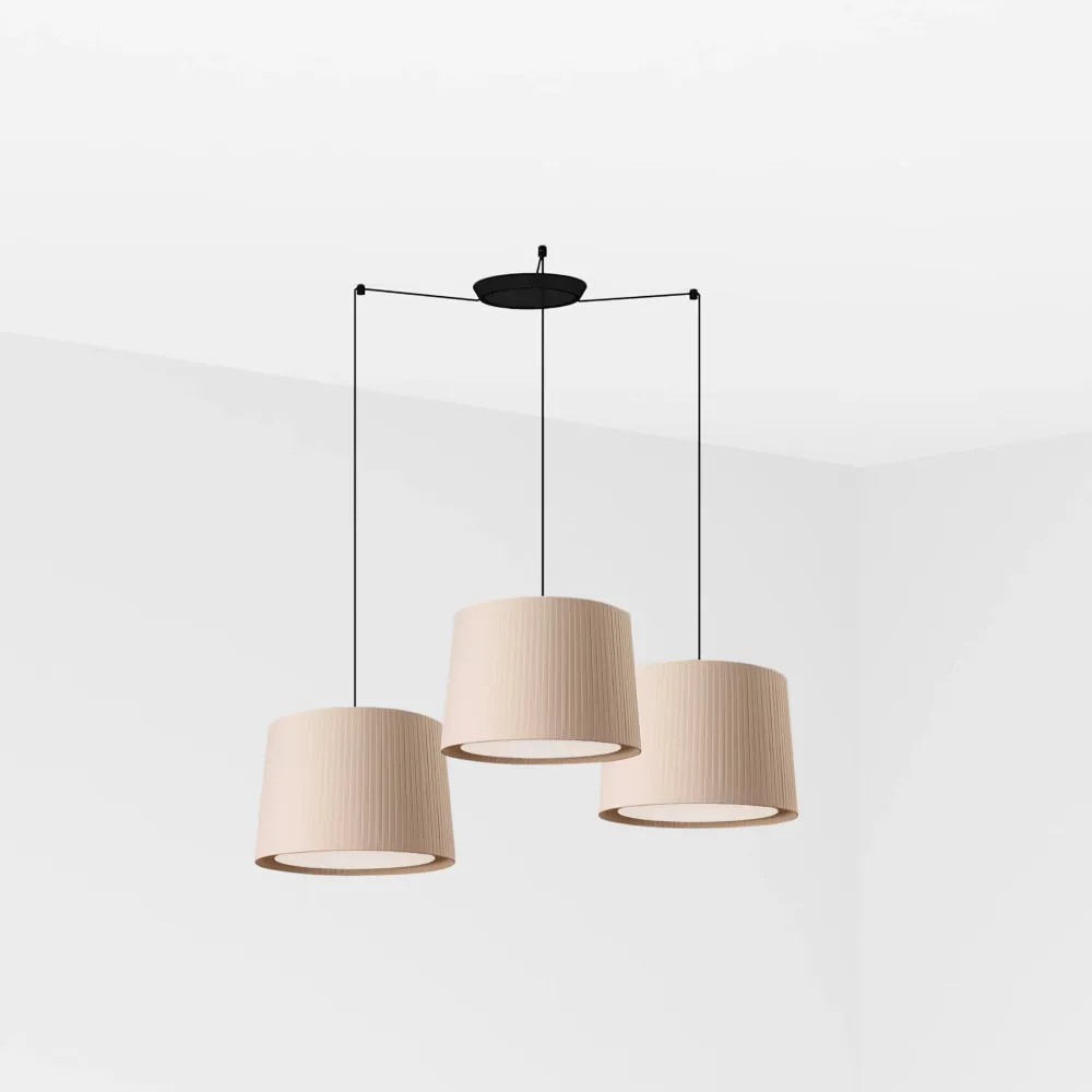 Faro SAMBA 3-light pendant lamp black/beige 64314-44-3L