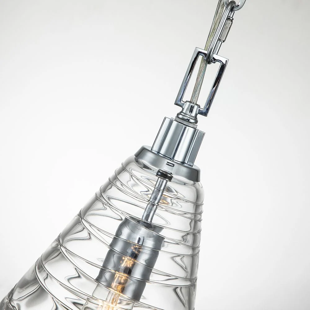 Lampe à suspension Feiss (QN-ELMORE-P-PC) Elmore acier, aluminium, verre E27