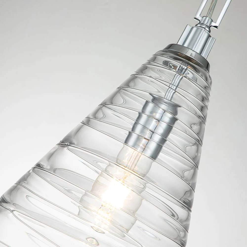 Lampe à suspension Feiss (QN-ELMORE-P-PC) Elmore acier, aluminium, verre E27
