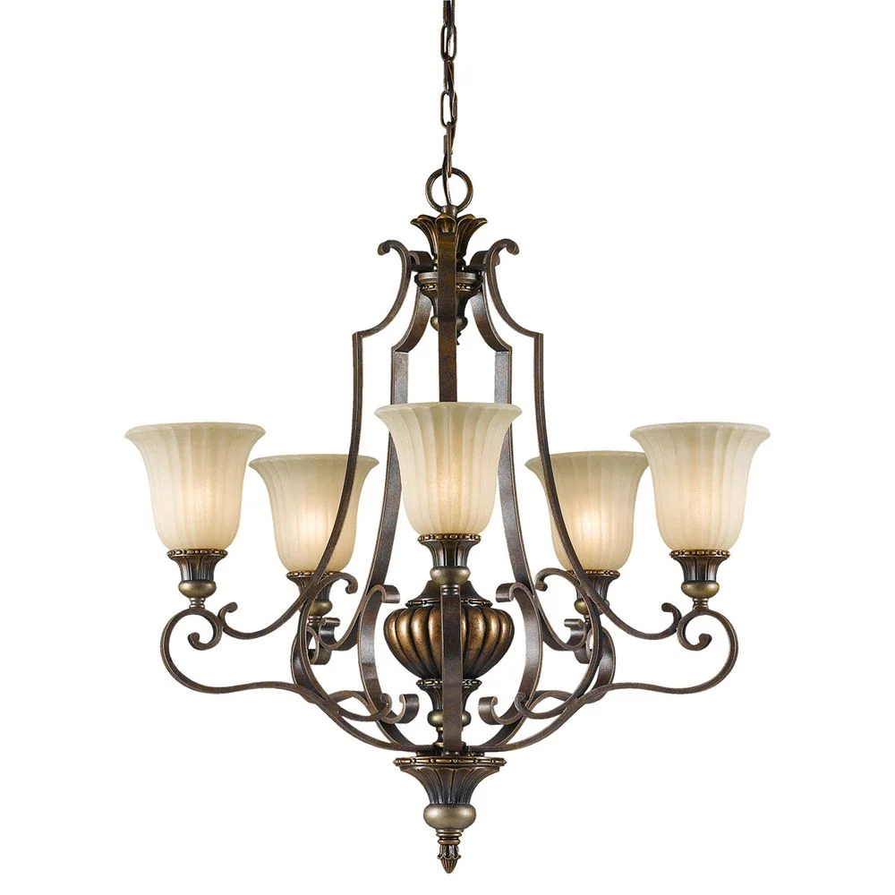 Lustre Feiss (FE-KELHAM-HALL5-UPLT) Kelham Hall, acier, verre scavo indien E27 5L