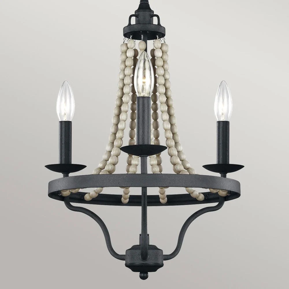 Lustre Feiss (FE-NORI3-DWZ) acier Nori, bois E14 3L
