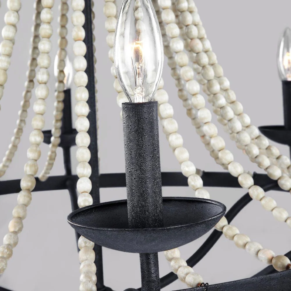 Lustre Feiss (FE-NORI6-DWZ) acier Nori, bois E14 6L