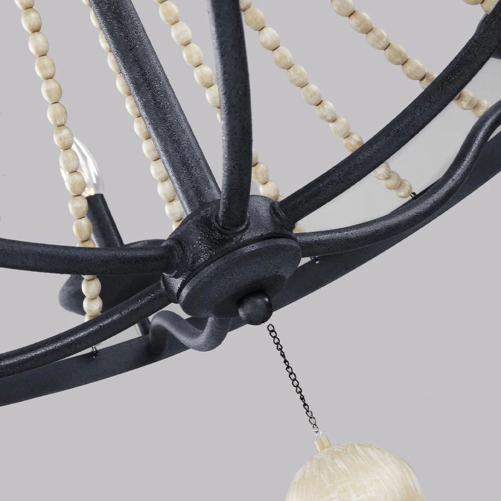 Lustre Feiss (FE-NORI6-DWZ) acier Nori, bois E14 6L