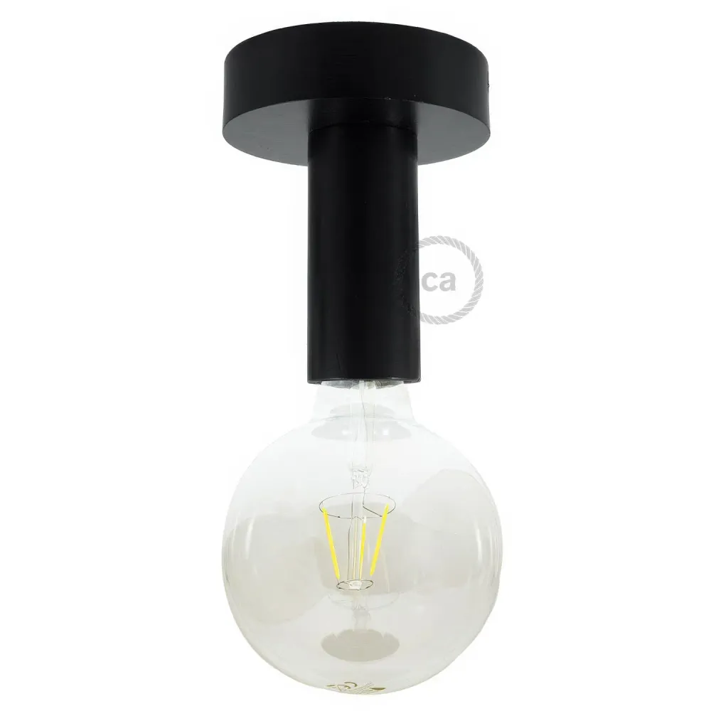Fermaluce Bois M, l’applique ou plafonnier en bois peint pour votre mur ou plafond - Noir