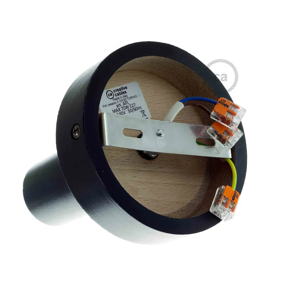 Fermaluce Bois M, l’applique ou plafonnier en bois peint pour votre mur ou plafond - Noir