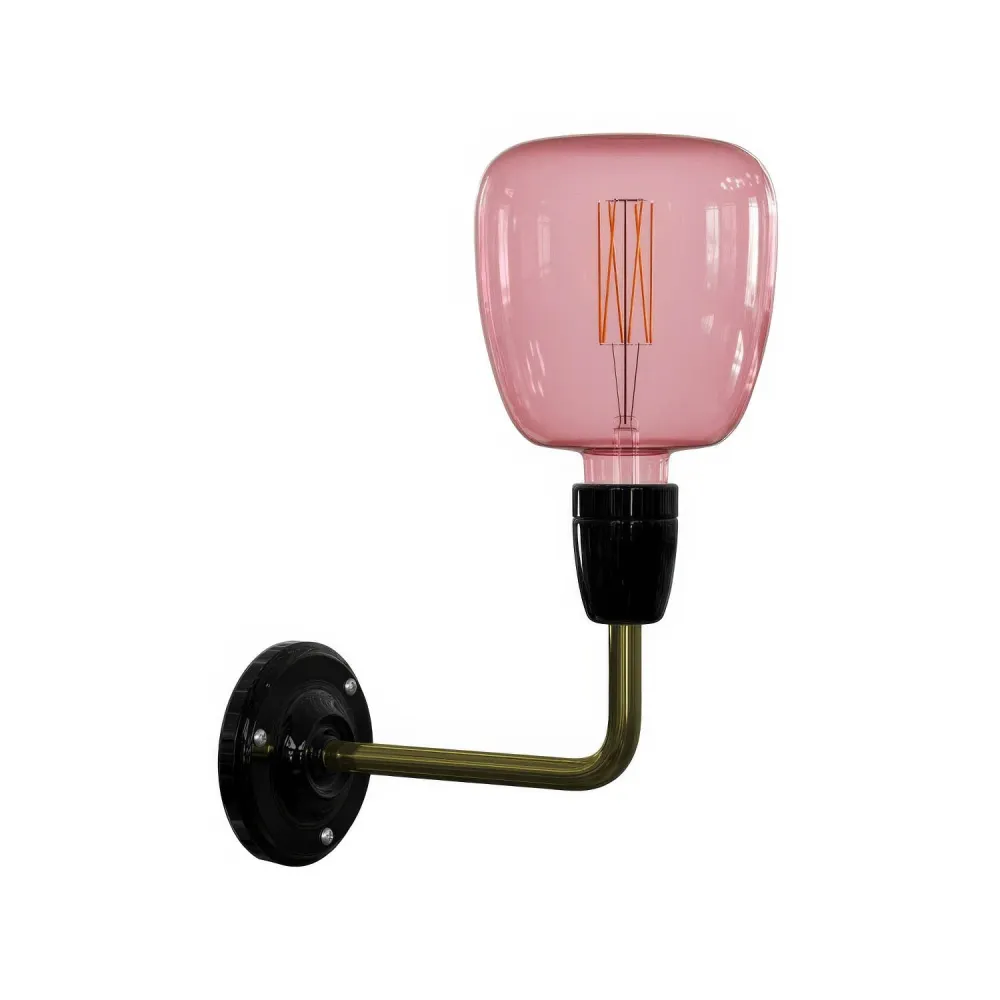 Fermaluce Classic, applique murale en métal et porcelaine avec extension courbe - Noir