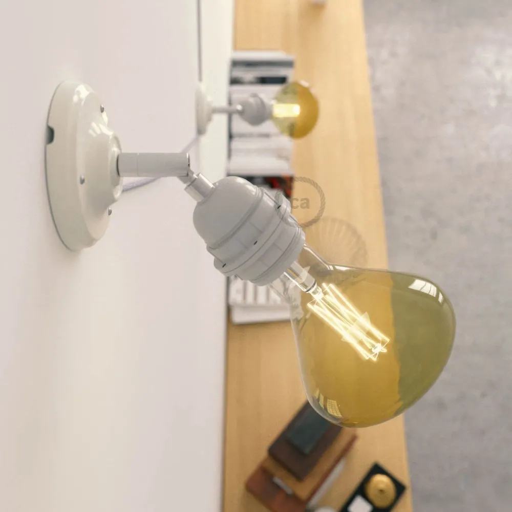 Fermaluce 90° Classic avec douille filetée E26, source lumineuse en porcelaine orientable - Blanc