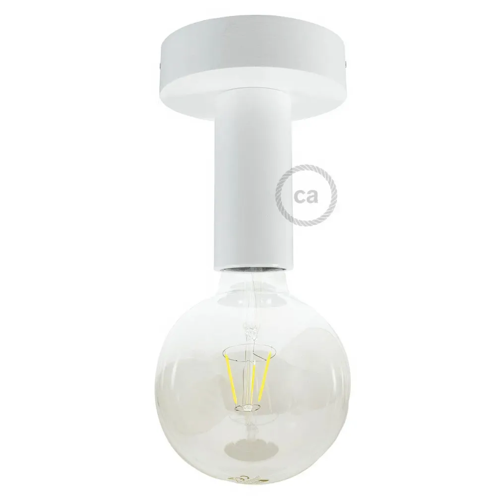 Fermaluce Wood M, plafonnier/applique en bois peint pour mur ou plafond - Blanc
