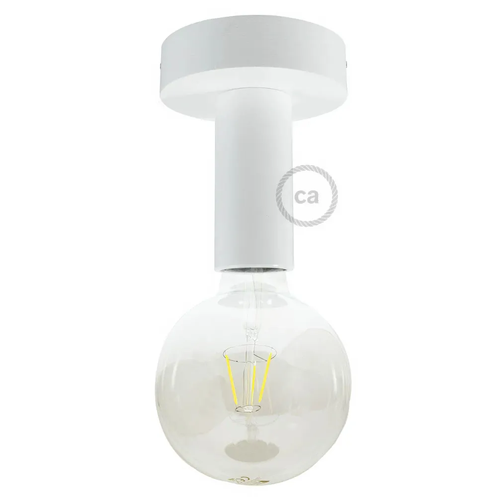 Fermaluce Wood M, plafonnier/applique en bois peint pour mur ou plafond - Blanc