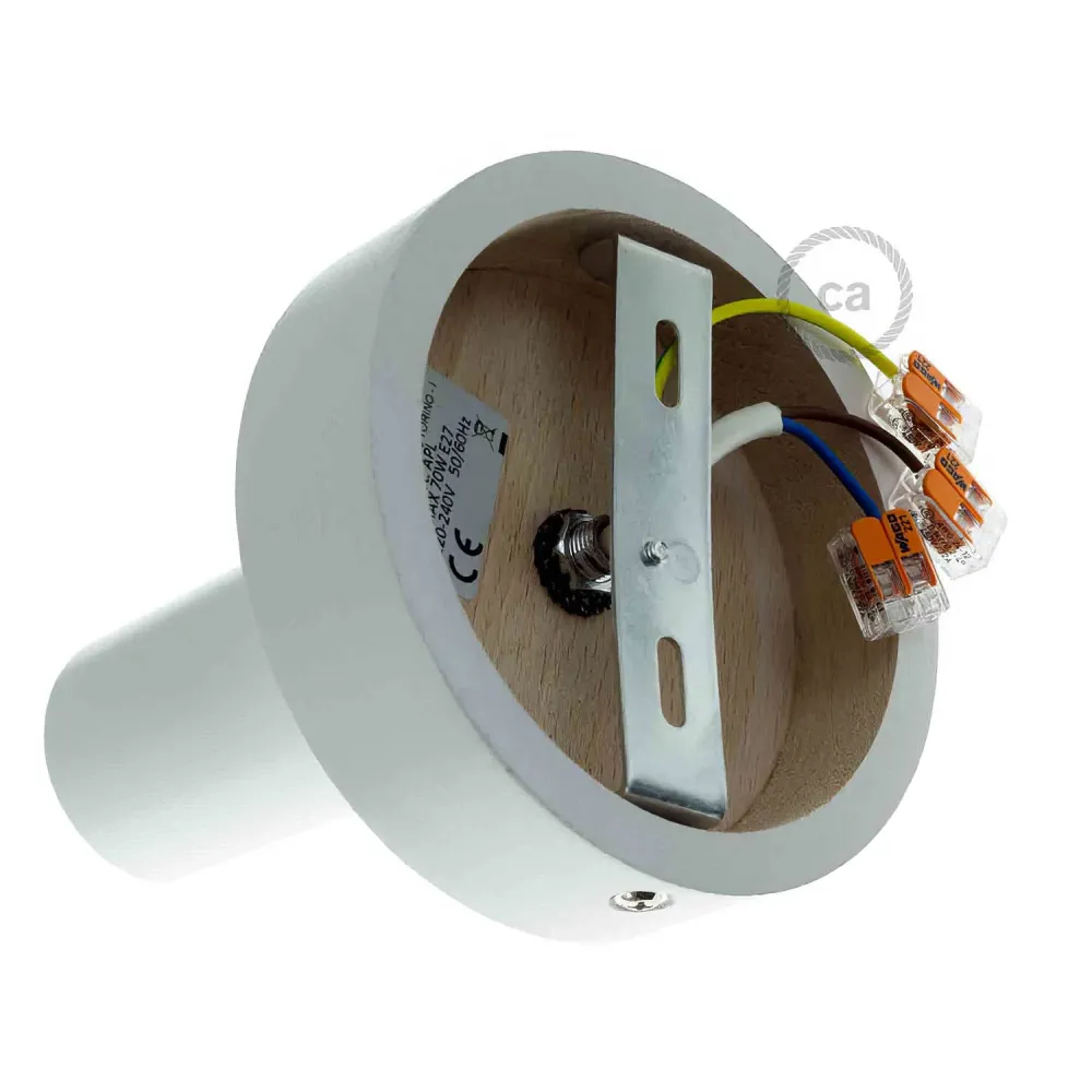 Fermaluce Wood M, plafonnier/applique en bois peint pour mur ou plafond - Blanc