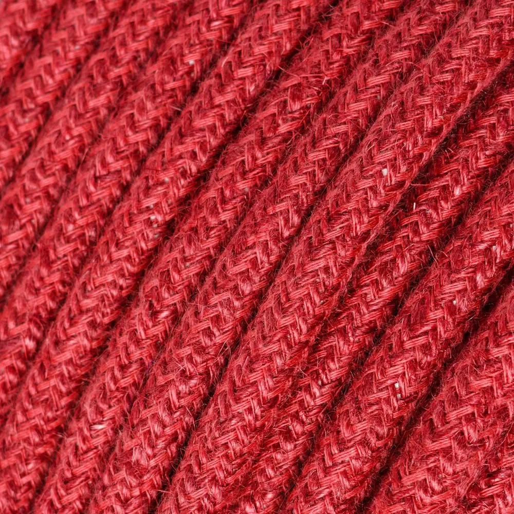 Fil Électrique Gainé de Tissu - Jute Rouge Cerise RN24 - UL Certifié