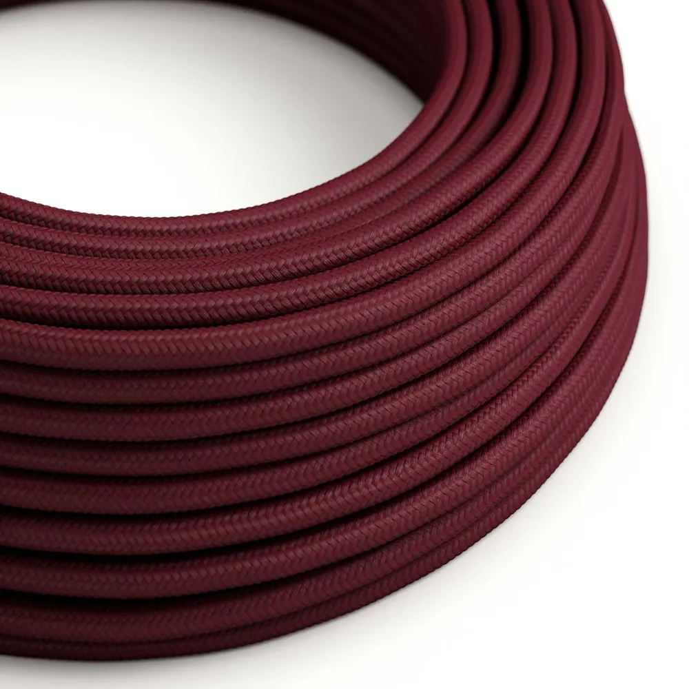 Fil Électrique Gainé de Tissu - Rayonne Bordeaux RM19 - UL Certifié