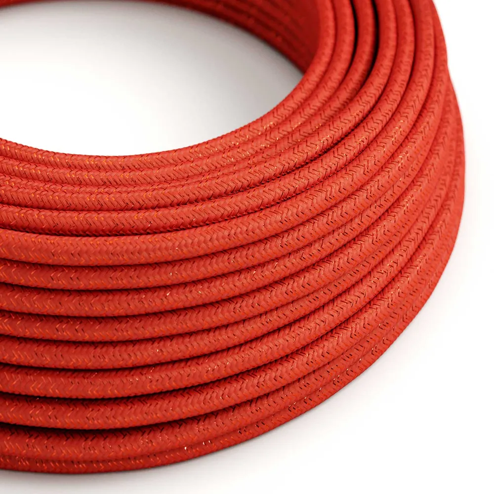Fil électrique recouvert de tissu - Paillettes Rouges RL09 - Homologué UL