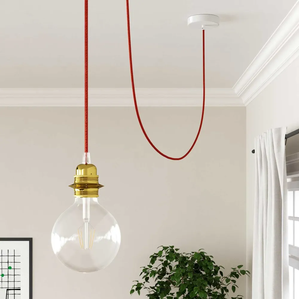 Fil électrique recouvert de tissu - Paillettes Rouges RL09 - Homologué UL